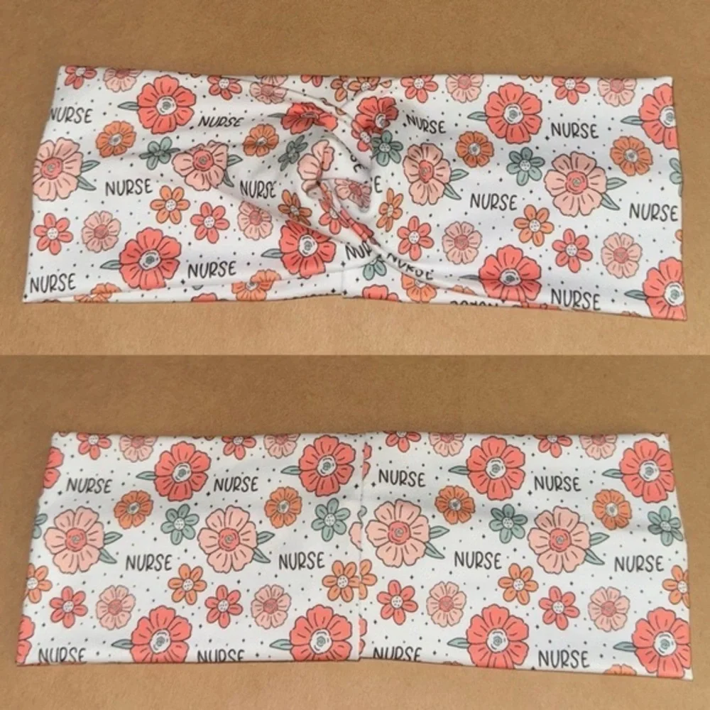 Floral nurse twist front headband new